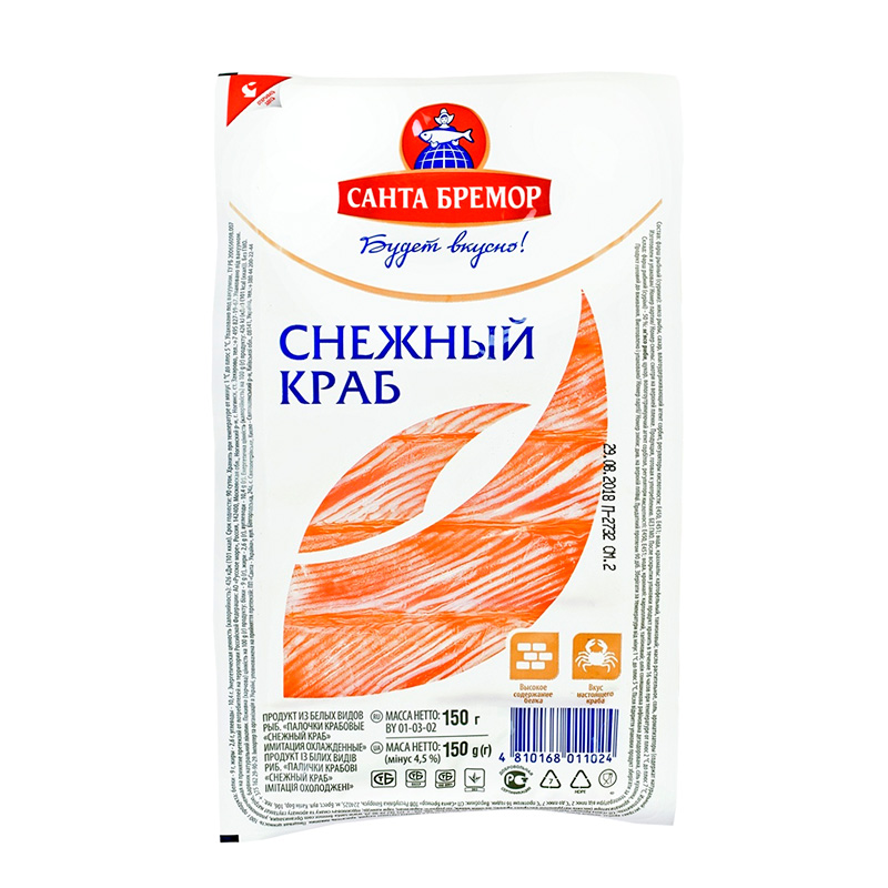 Палочки снежный краб. Крабовые палочки снежный краб 500г 1/12 САНТАБРЕМОР. Снежный краб палочки Санта Бремор. Снежный краб Санта Бремор 150 гр. Крабовые палочки 