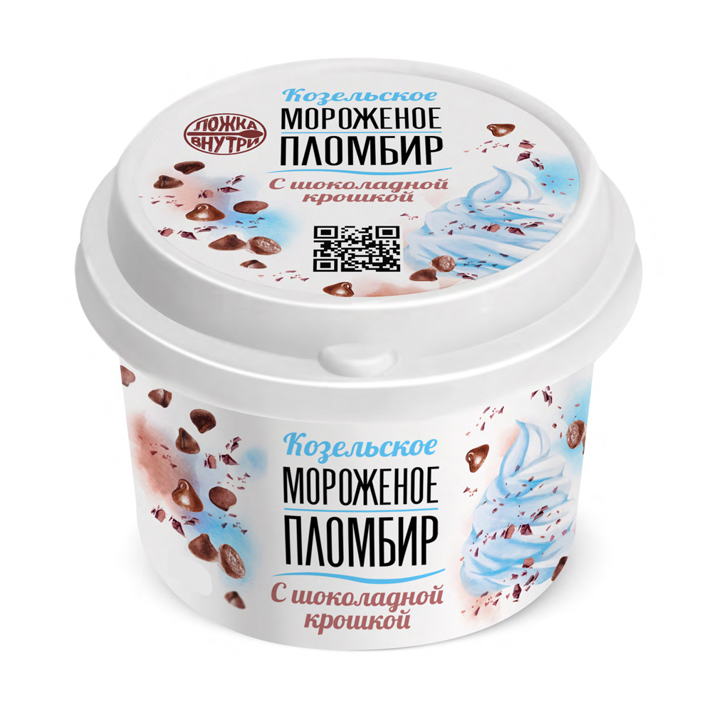 Мороженое Козельское пломбир с шоколадной крошкой 13.5% 150 г купить с  доставкой на дом